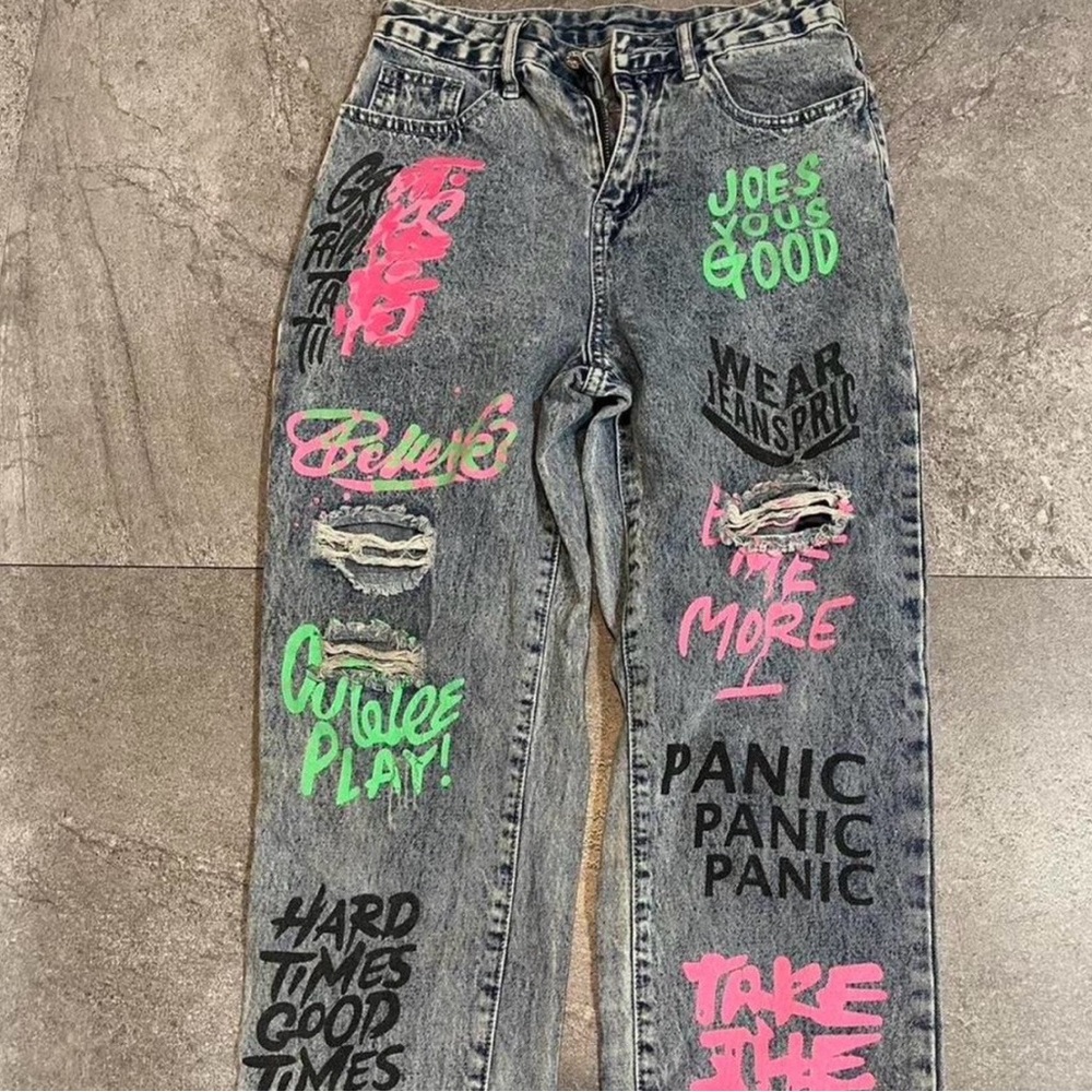 SHEIN Multicolor Graphic Skinny Jeans